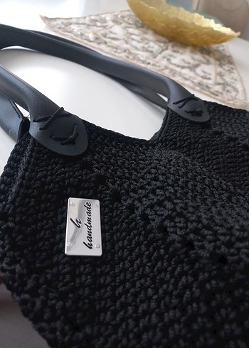 Siyah Örgü Kadın El Çantası - Görsel 7