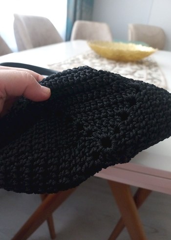 Siyah Örgü Kadın El Çantası - Görsel 8