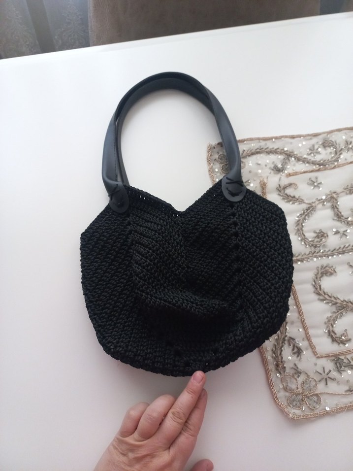 Siyah Örgü Kadın El Çantası - Görsel 3