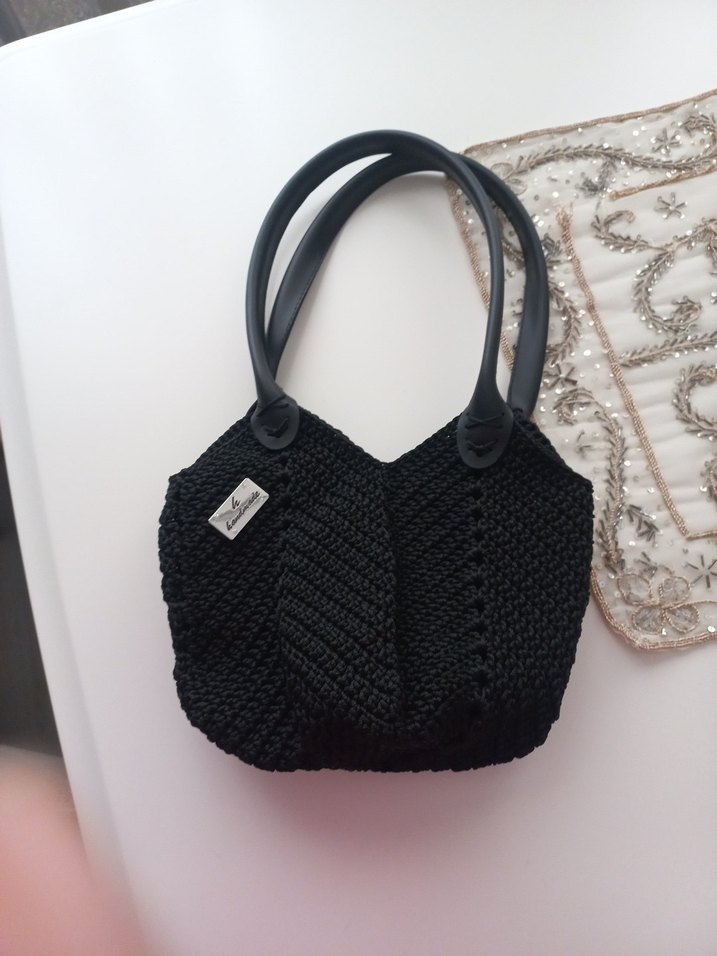 Siyah Örgü Kadın El Çantası - Görsel 5