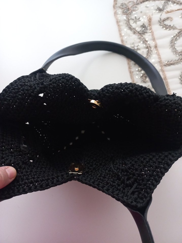 Siyah Örgü Kadın El Çantası - Görsel 2