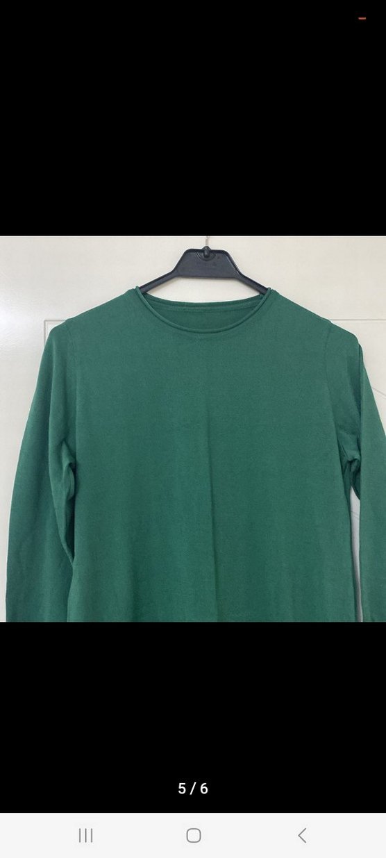 merserize Düğme detaylı Yeşil Uzun Kollu Uzun Elbise - Görsel 2