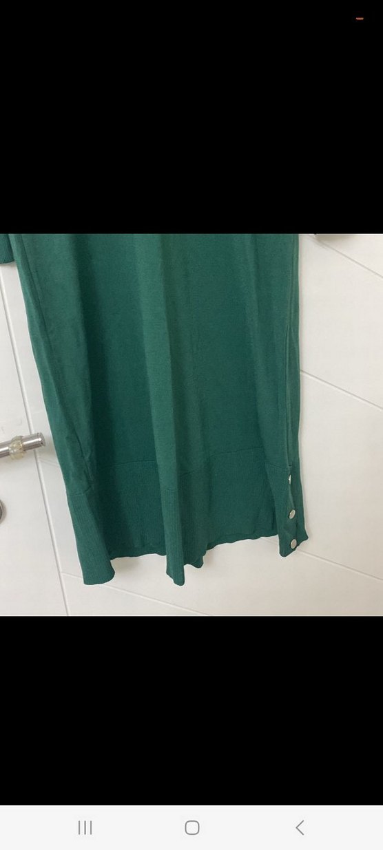 merserize Düğme detaylı Yeşil Uzun Kollu Uzun Elbise - Görsel 3