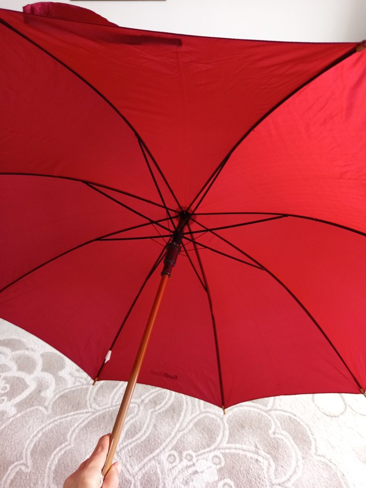 Bordo Drapeli Kadın Şemsiye - Görsel 3