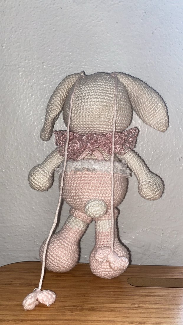 Pembe Pastel Örgü Tavşan Oyuncak - Görsel 2