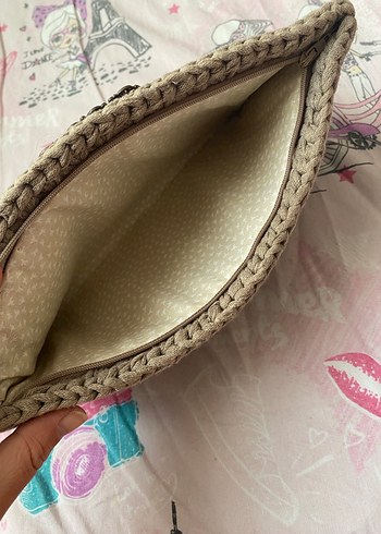 Gri Örgü Kadın Portföy Çanta - Görsel 2