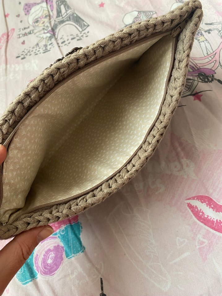 Gri Örgü Kadın Portföy Çanta - Görsel 2