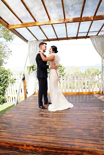 Beyaz otrişli elbise (gelinlik nişanlık) - Görsel 7