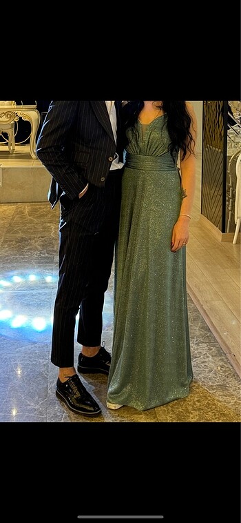 Yeşil simli elbise - Görsel 2