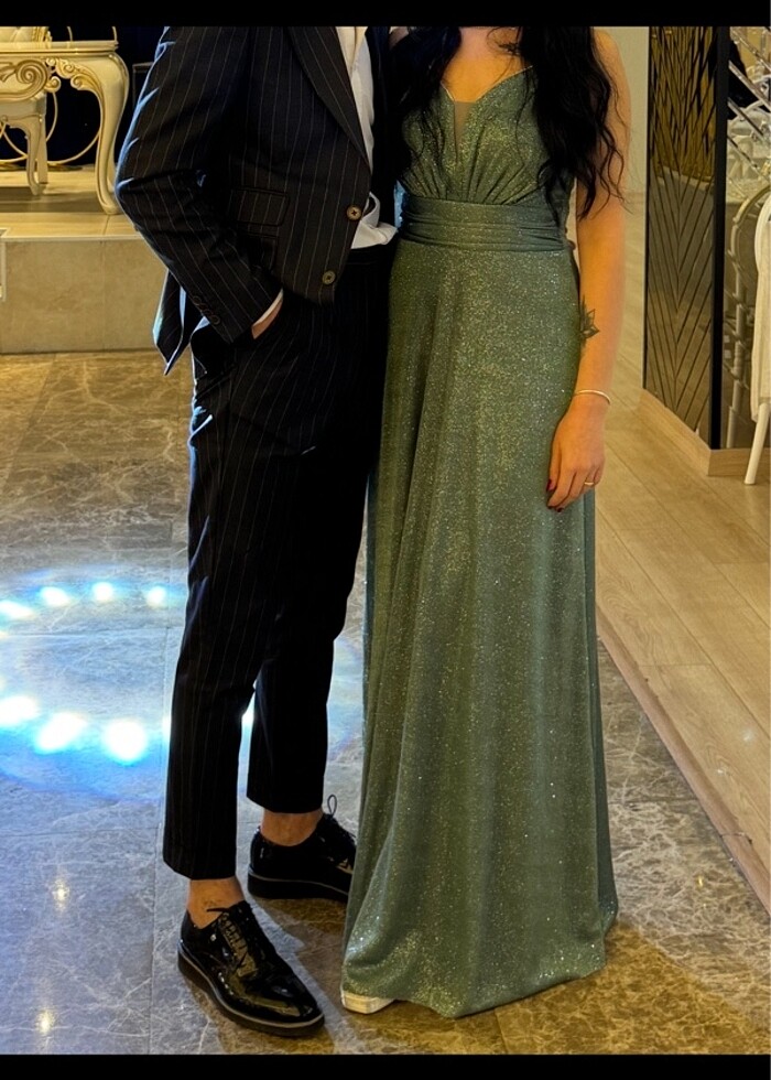 Yeşil simli elbise - Görsel 2