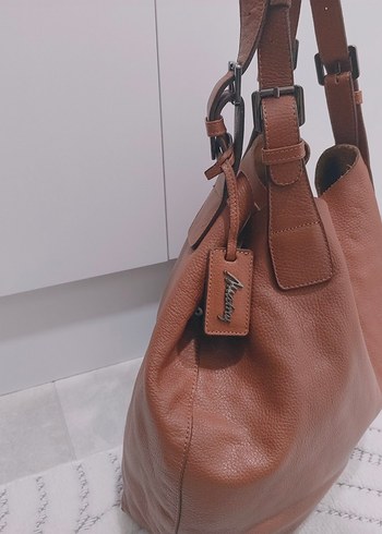 matraş Bej Deri Kadın Omuz Çantası - Görsel 11