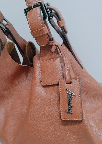 matraş Bej Deri Kadın Omuz Çantası - Görsel 3