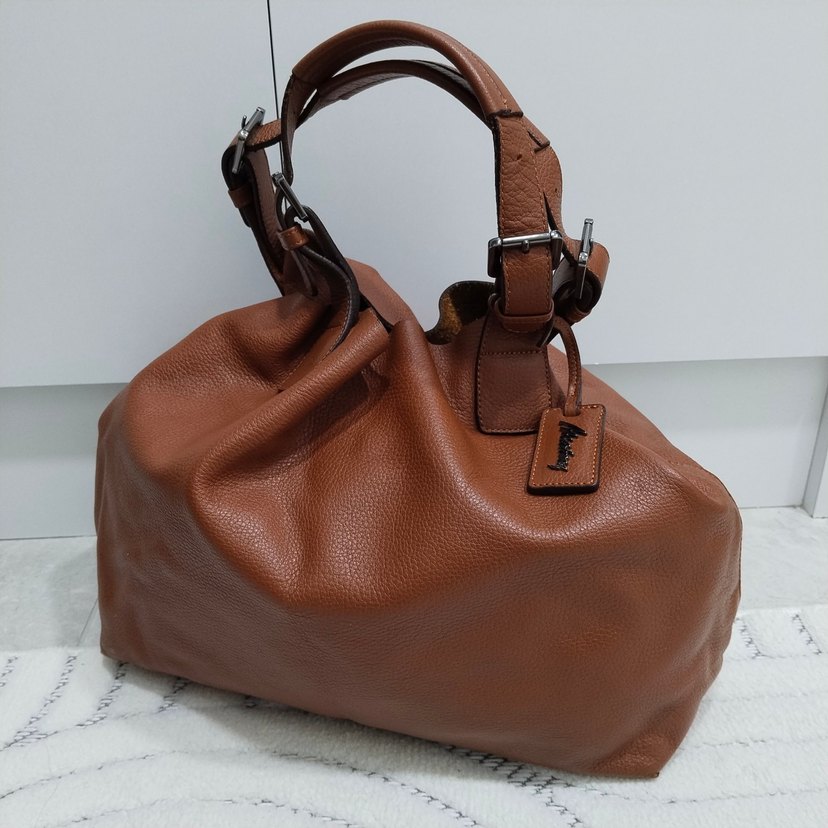 matraş Bej Deri Kadın Omuz Çantası - Görsel 4