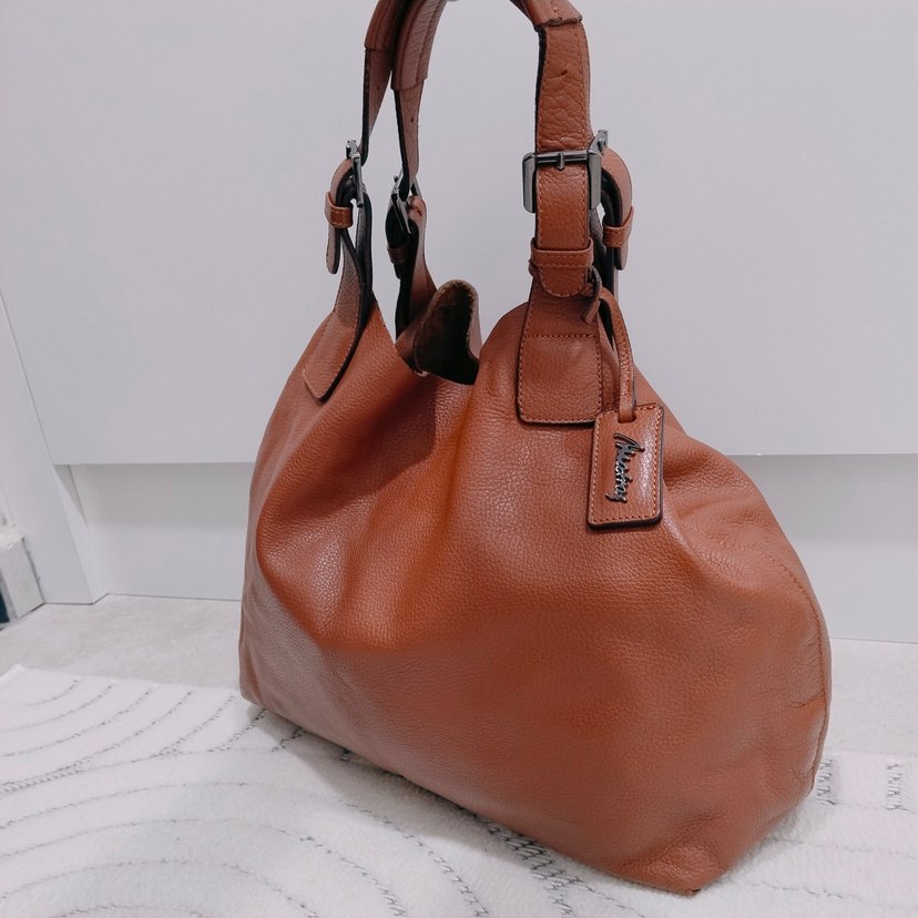 matraş Bej Deri Kadın Omuz Çantası - Görsel 2