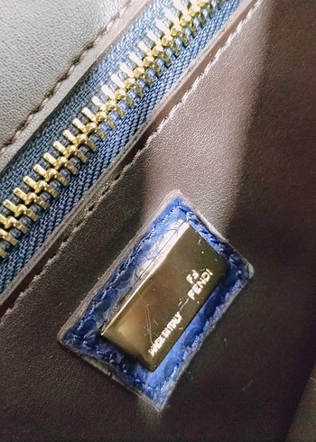 FENDİ vintage orjinal Mavi Yılan Desenli Deri Kadın Çanta - Görsel 11