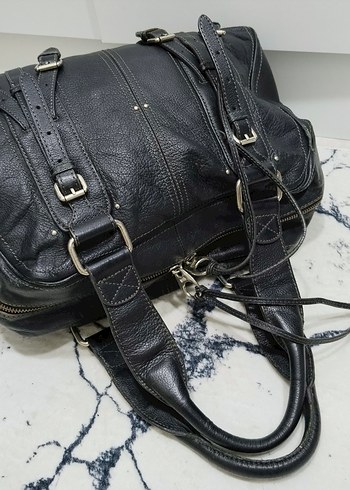 MANGO Kemer Detaylı Siyah Deri Kadın Çanta GERCEK DANA DERİ - Görsel 3