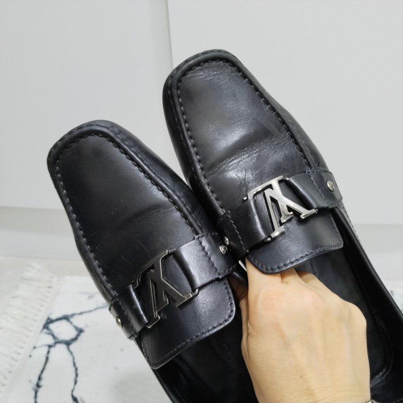 Louis Vuitton Klasik Siyah Deri Tokalı Erkek Loafer #46 numara - Görsel 4