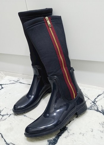 TOMMY Siyah Çizgili Dizüstü Lastik Çizme - Görsel 3