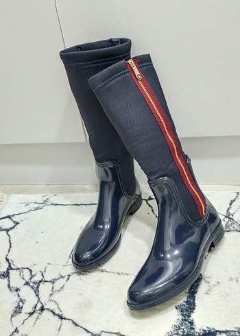 TOMMY Siyah Çizgili Dizüstü Lastik Çizme - Görsel 5