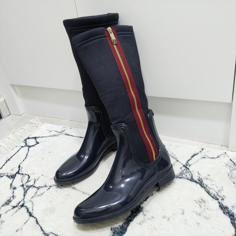 TOMMY Siyah Çizgili Dizüstü Lastik Çizme - Görsel 3