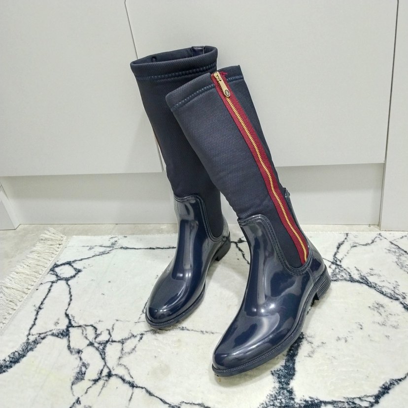 TOMMY Siyah Çizgili Dizüstü Lastik Çizme - Görsel 5