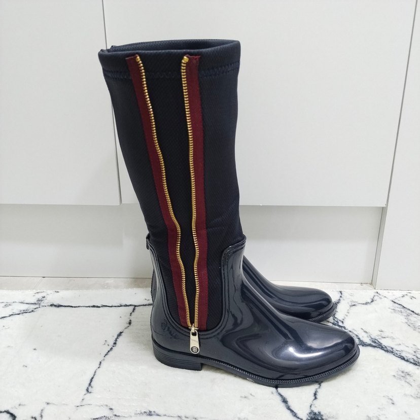 TOMMY Siyah Çizgili Dizüstü Lastik Çizme - Görsel 2