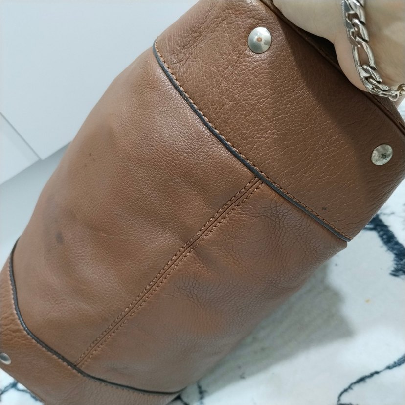 LACOSTE Bej Kadın Deri Tokalı Çanta hakiki deri - Görsel 4