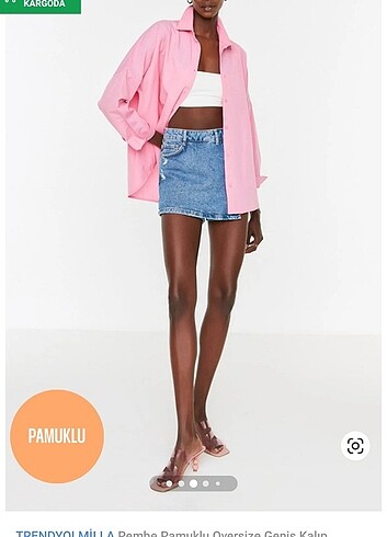 Pembe oversize gömlek