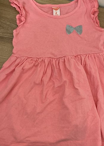 Pembe Kız Çocuk Fiyonklu Kolsuz Elbise