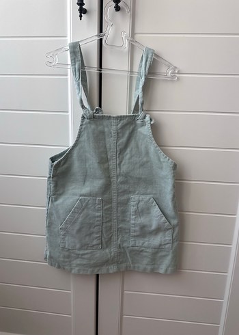 Kızlar için Gri Denim Askılı Elbise