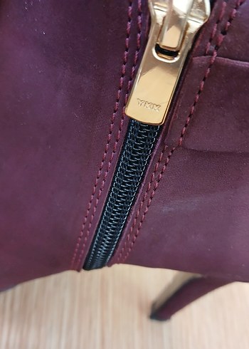 39 Beden Bordo Süet Stiletto Topuklu Kadın Bot