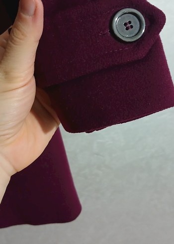 38 Beden bordo Renk Bordo Nakışlı Uzun Kollu Kaban