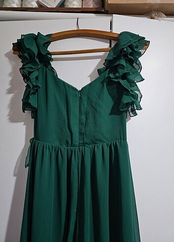 34 Beden yeşil Renk Uzun elbise