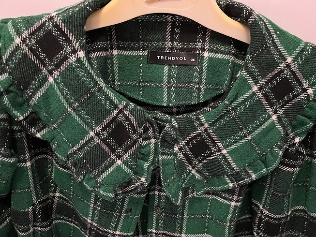 36 Beden yeşil Renk crop oduncu bebe yaka gömlek