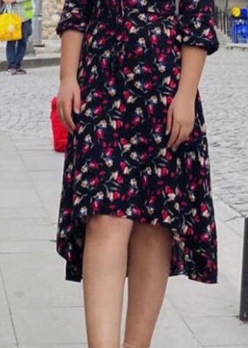 V Yaka Çok Renkli Uzun Bohem Elbise - Görsel 3