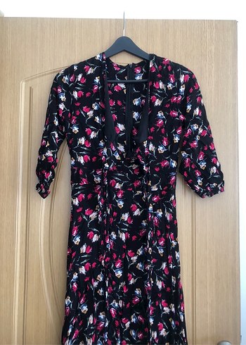 V Yaka Çok Renkli Uzun Bohem Elbise - Görsel 2