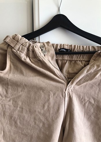 Kadın Bej Keten Rahat Kesim Pantolon - Görsel 2