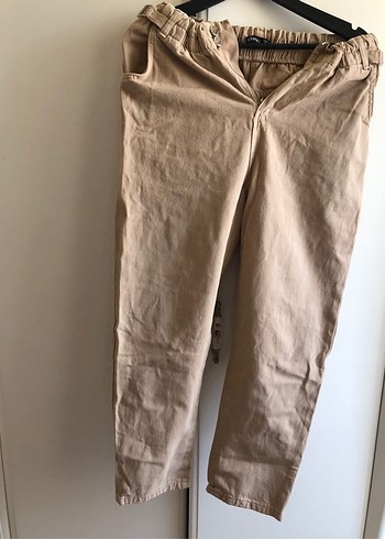Kadın Bej Keten Rahat Kesim Pantolon - Görsel 4