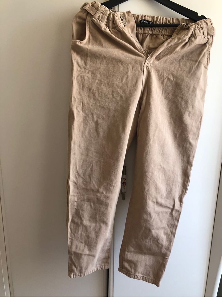 Kadın Bej Keten Rahat Kesim Pantolon - Görsel 4