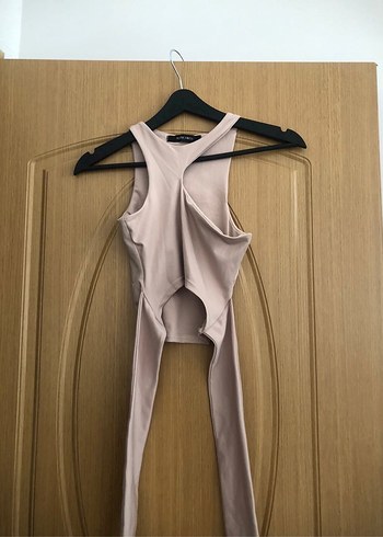 Bej Asimetrik Kesim Crop Top - Görsel 2