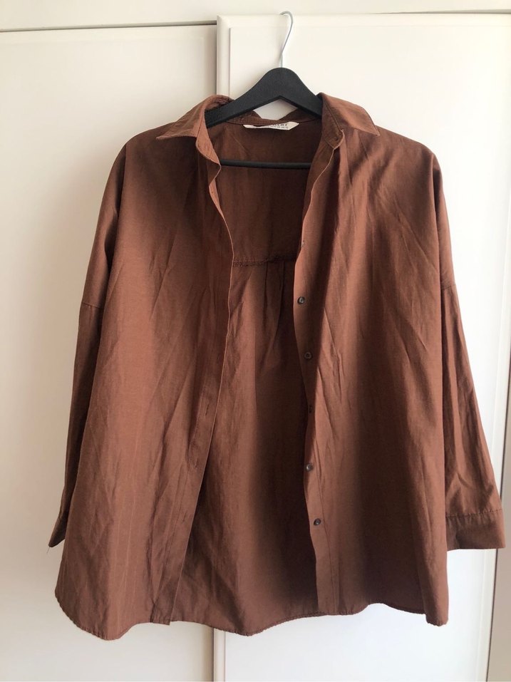 Kadın Kahverengi Gömlek - Görsel 2