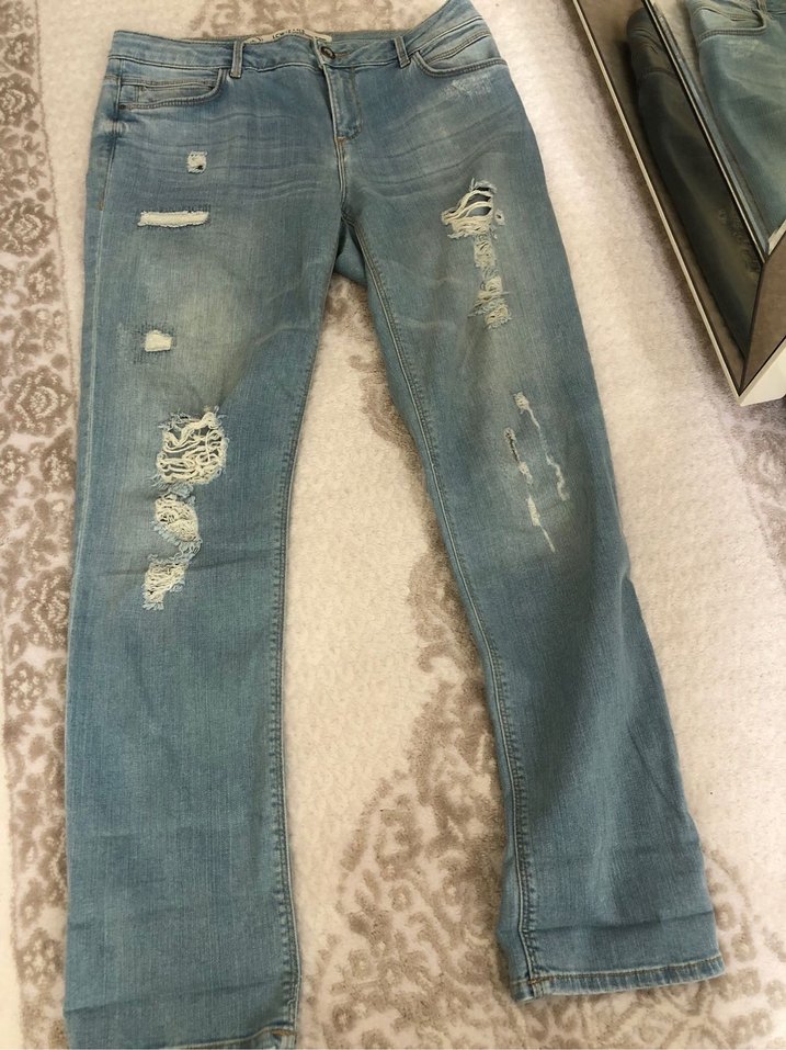 Gri Mavi Kadın Denim Rahat Kesim Jean - Görsel 3