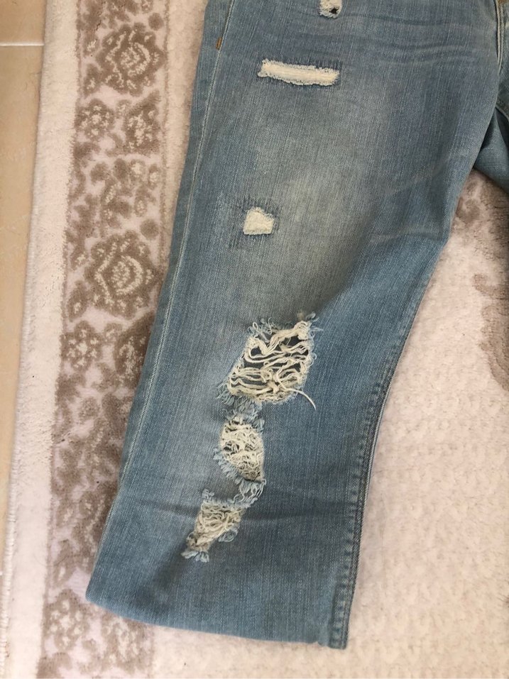 Gri Mavi Kadın Denim Rahat Kesim Jean - Görsel 2