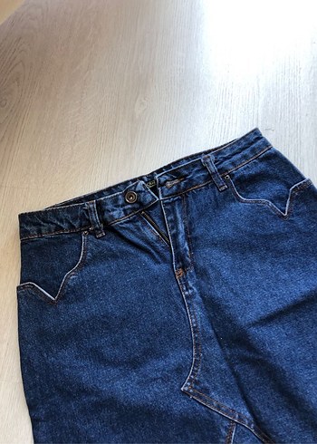 Mavi Parlak Denim Midi Etek - Görsel 2
