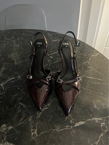 Zara Bordo Topuklu Ayakkabı