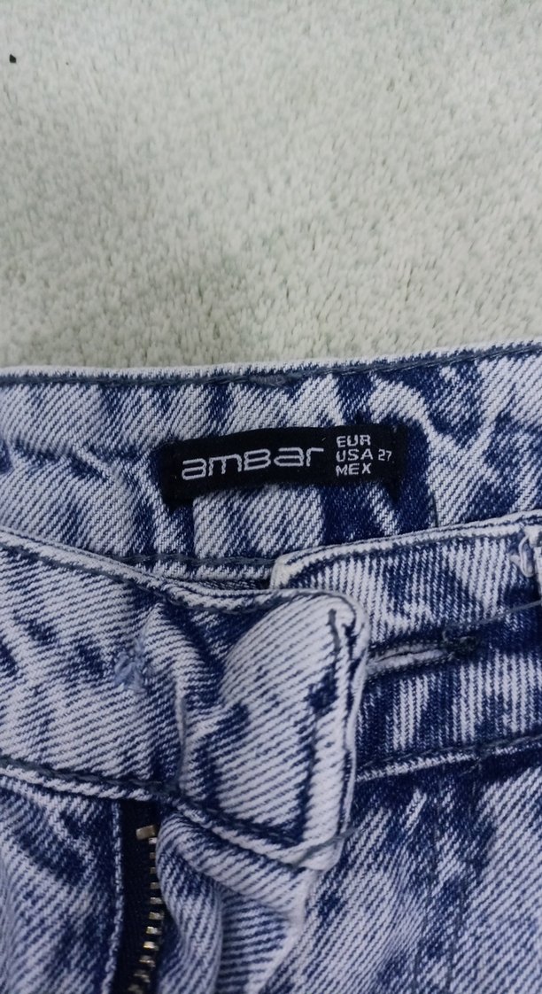 Gri Mavi Bol Kesim Düğmeli Kadın Kot Pantolon - Görsel 4