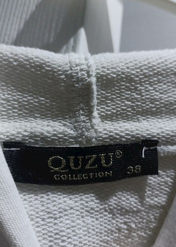 Uzun Kollu Gri Beyaz Baskılı Kadın Sweatshirt - Görsel 3