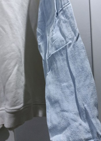 Uzun Kollu Gri Beyaz Baskılı Kadın Sweatshirt - Görsel 2