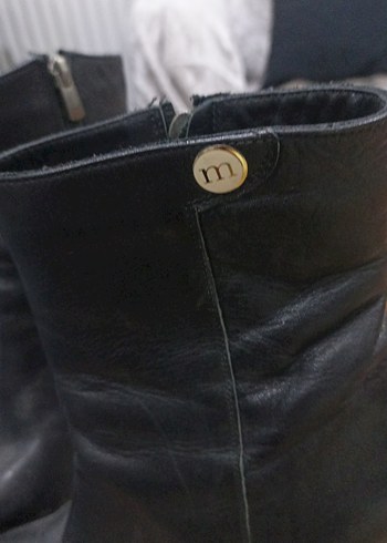 Kilitli Siyah Deri Platform Topuklu Bot - Görsel 3