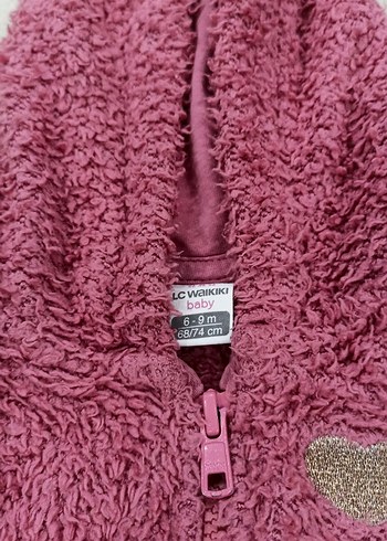 Kız Çocuk Pembe Kapüşonlu Kürklü Ceket - Görsel 2